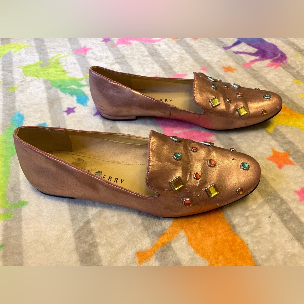 💎 Metallic Bejeweled Katy Perry Loafers, size 8 - Picture 3 of 10